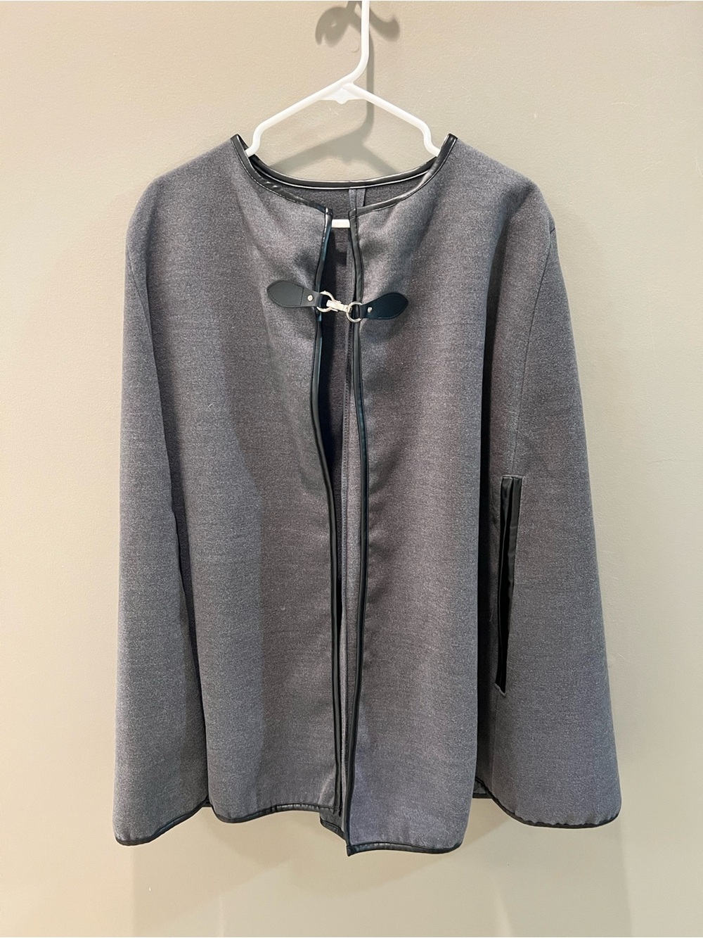Torrid Black Gray Marled PU-Trim Cape
